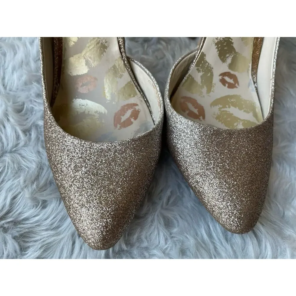 Juicy Couture Women's Glitter Heels‎ Size 7 Champagne Gold